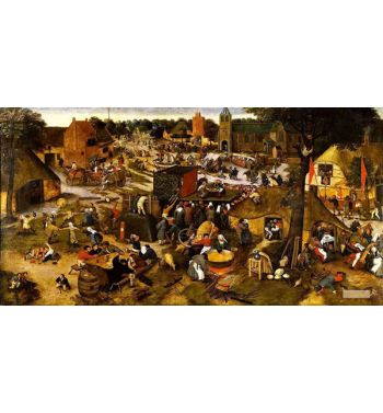 Village Kermesse With A Theater And A Procession 1620