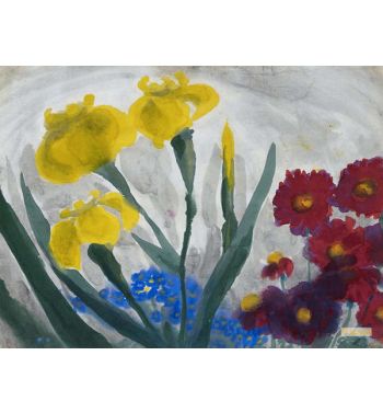 Yellow Iris And Asters