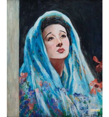 Femme Au Chale Bleu Ca