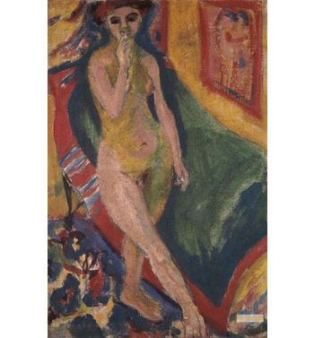 Nude Girl In Front Of Green Sofa