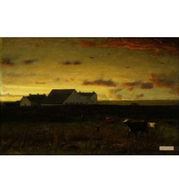 Farm Landscape Cattle In Pasture Sunset Nantucket c1883