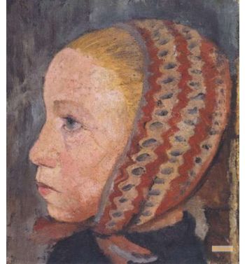 Girl Head With Striped Cap In Profile To The Left