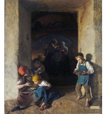 Children Receiving Their Breakfast