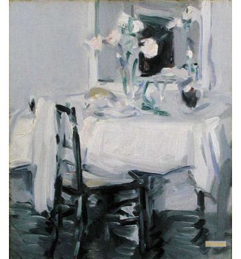 An Interior With Roses In A Vase On A Table