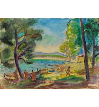 The Beach Of Pinet In Saint Tropez With Fishermen's House