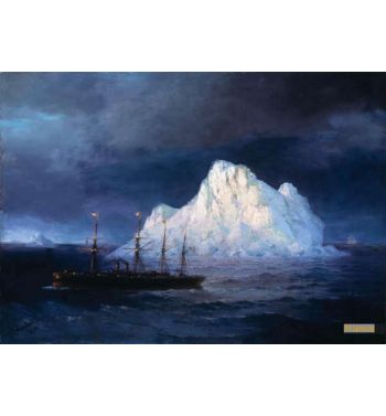 Steamship At Iceberg 1894