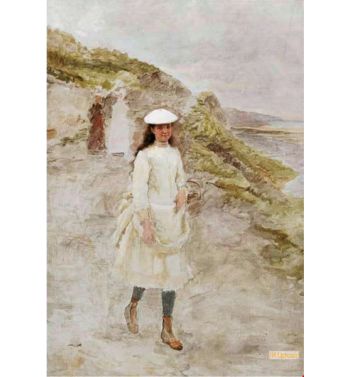 A Young Girl On A Coastal Path