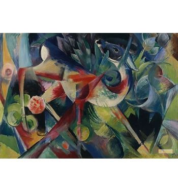 Reh Im Blumengarten Deer In The Flower Garden 1913