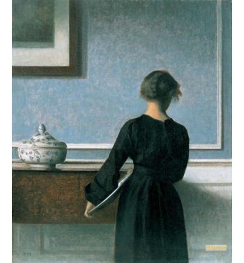 Interior With Young Woman Seen From The Back