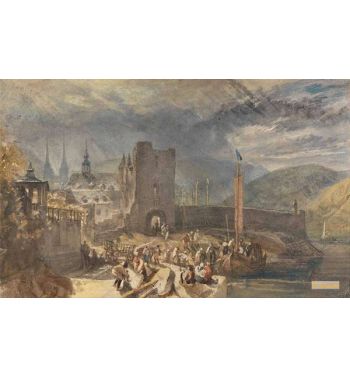 A View Of Boppart With Figures On The River Bank