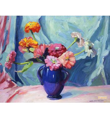 Flowers in a Blue Vase
