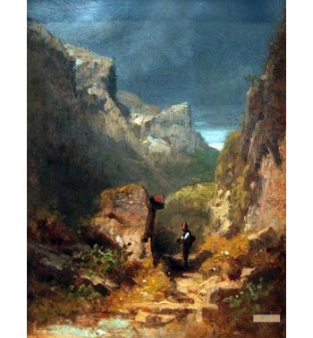 Mountain Landscape With Wayside Shrine At A Rock