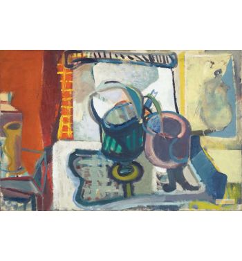 Gas Stove with Kettle and Saucepan