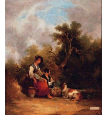 Mother And Child Resting Alongside The Path
