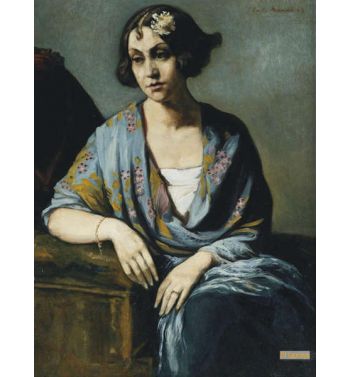 Portrait Of A Young Woman Leaning On Her Elbow