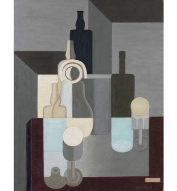 Nature Morte En Gris À la Bouteille Verte