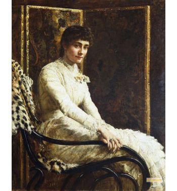 Portrait Of The Artists Wife Marian Huxley In Her Wedding Dress