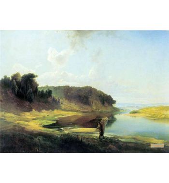Landscape With River And Fisherman