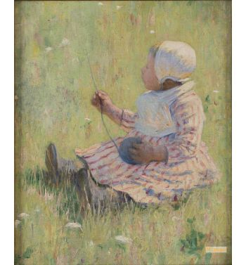 Girl Playing With A Ball Of Wool C 1875