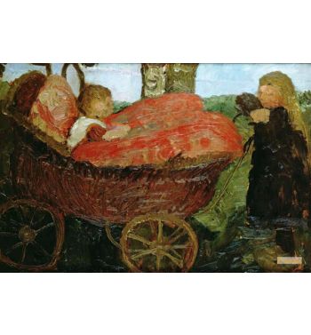Little Girl Pushing A Pram 1904