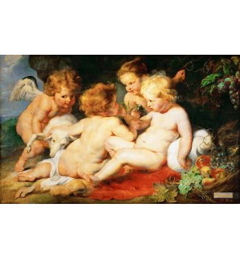 Christ And John The Baptist As Children And Two Angels