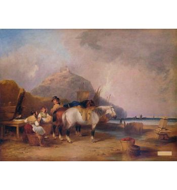 Coast Scene With Figures And Horses c1841