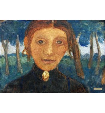 Self Portrait With Landscape In Front Of Trees