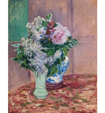 Lilas Et Pivoines Dans Deux Vases