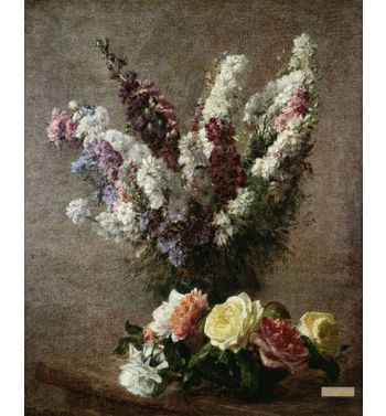 Roses And Larkspur, 1885