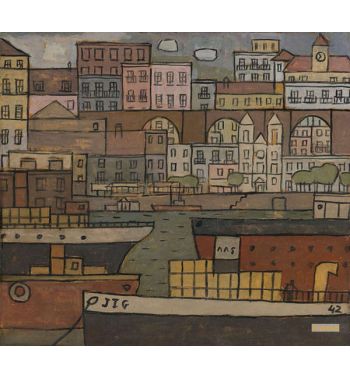 City With Bridge And Constructive Port, 2