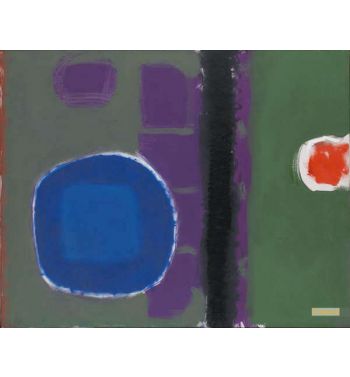 Green and Purple Painting with Blue Disc May