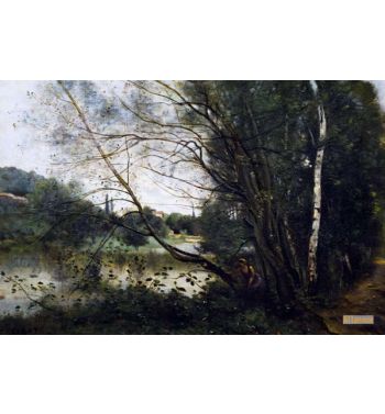 Lake With The Leaning Tree Trunk