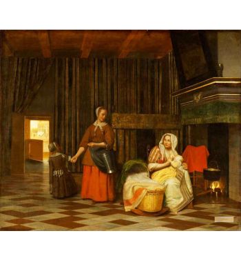 Woman And Child With Serving Maid