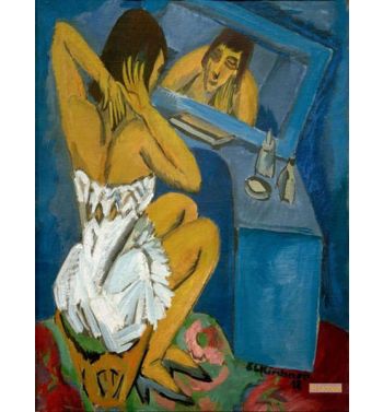 Toilet, Woman In Front Of The Mirror