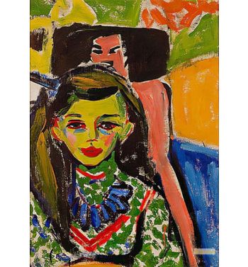 Portrait Of Franzi In Front Of Carved Chair 1910
