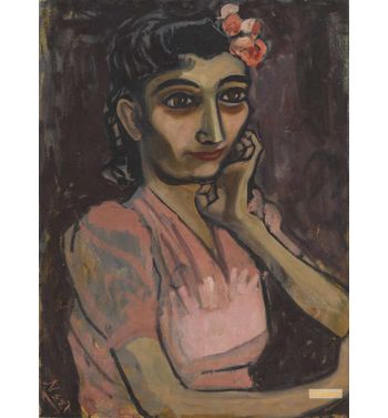 Girl With Pink Flower, 1940S