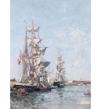 Three Masted Boats At The Quay In Deauville Harbour c1888 89