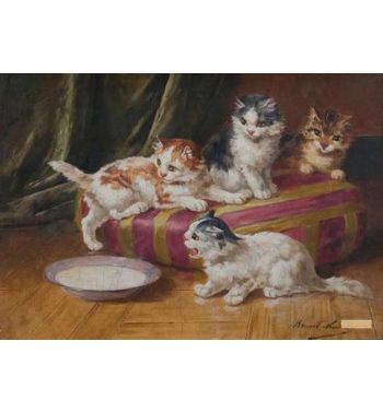 Playful Kittens On A Pink And Gold Pillow