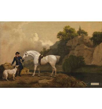 A Grey Hunter With A Groom And A Greyhound At Creswell Crags