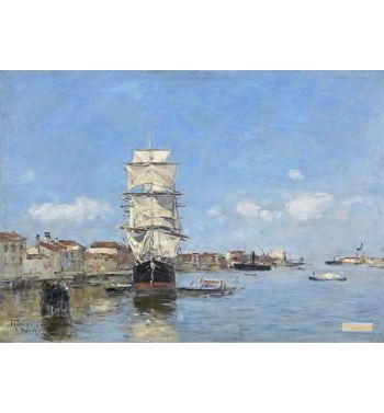 Venice The Vessel Near The Landing Stage Canal De La Giudecca 1895
