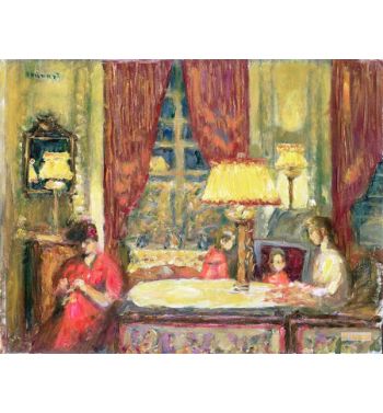 Lamp Lit Interior With Figures