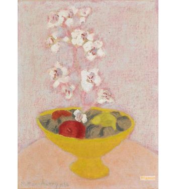 Tender Still Life, Bowl With Orchids