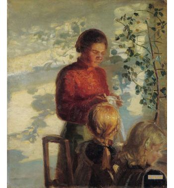 Two Little Girls Being Taught How To Sew