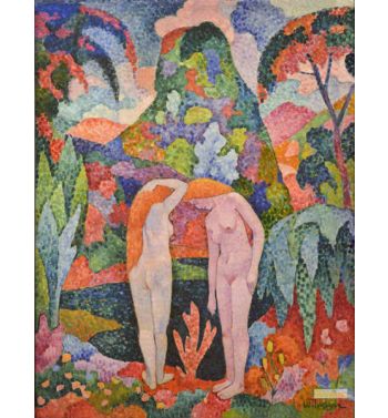 Two Nudes In An Exotic Landscape