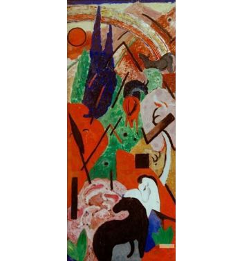 Landscape With Animals And Rainbow