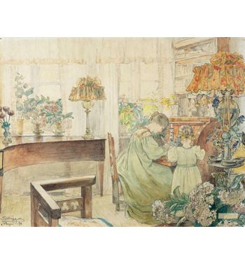 Marie And Vibeke Kroyer At The Desk In The House