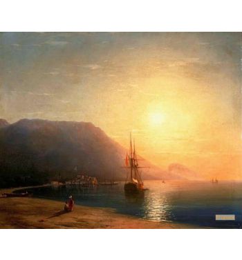 Sunset In Front Of Ajudag On The Crimean Coast