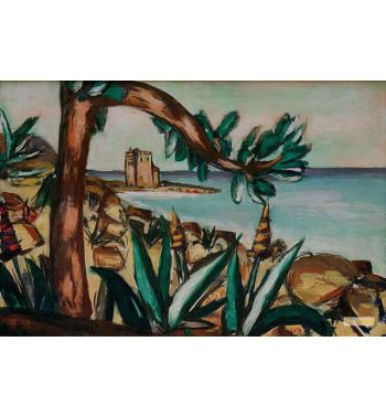 Seascape With Old Castle And Agaves