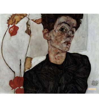 Self Portrait With Chinese Lantern Plant