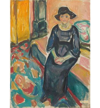Model With Hat, Seated On The Couch, 1920